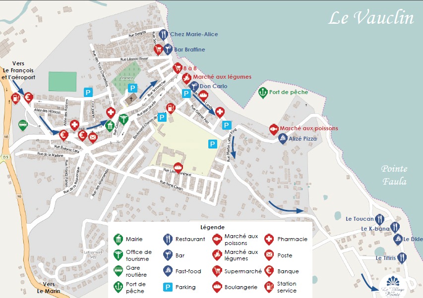 Plan d'accès local en arrivant au Vauclin