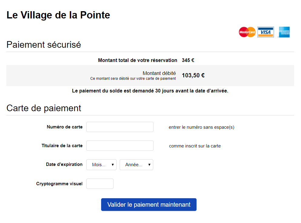 Paiement sécurisé par carte bancaire